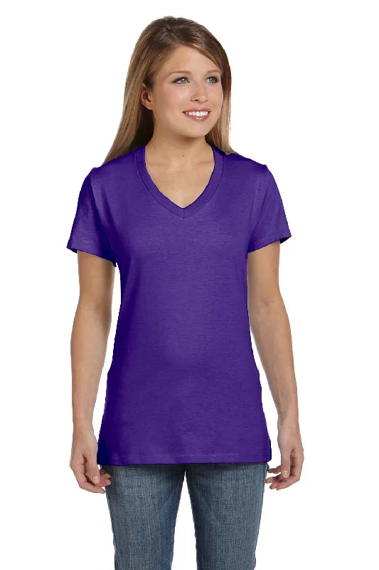 sage green tie-dye t-shirts unisex -Hanes Womens Nano-T Short Sleeve V-Neck T-Shirt - Purple