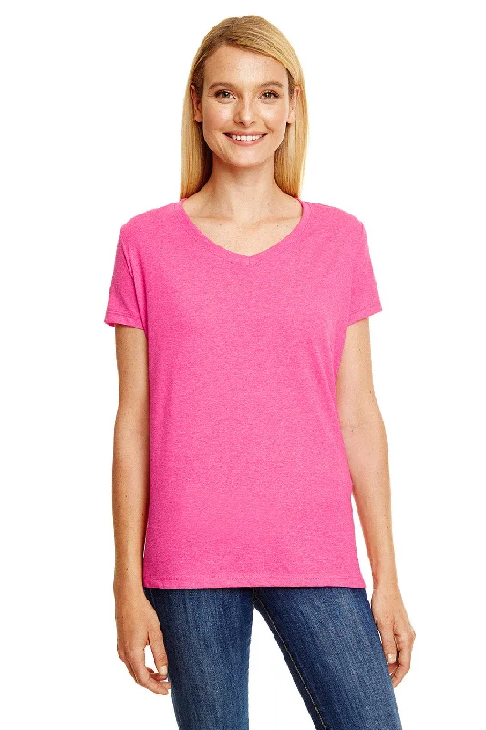 soft beige long sleeve t-shirts cozy -Hanes Womens X-Temp FreshIQ Moisture Wicking Short Sleeve V-Neck T-Shirt - Jazzberry Pink