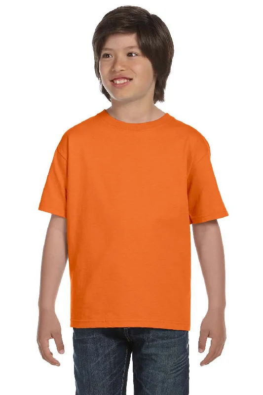 taupe longline t-shirts modern -Hanes Youth ComfortSoft Short Sleeve Crewneck T-Shirt - Orange