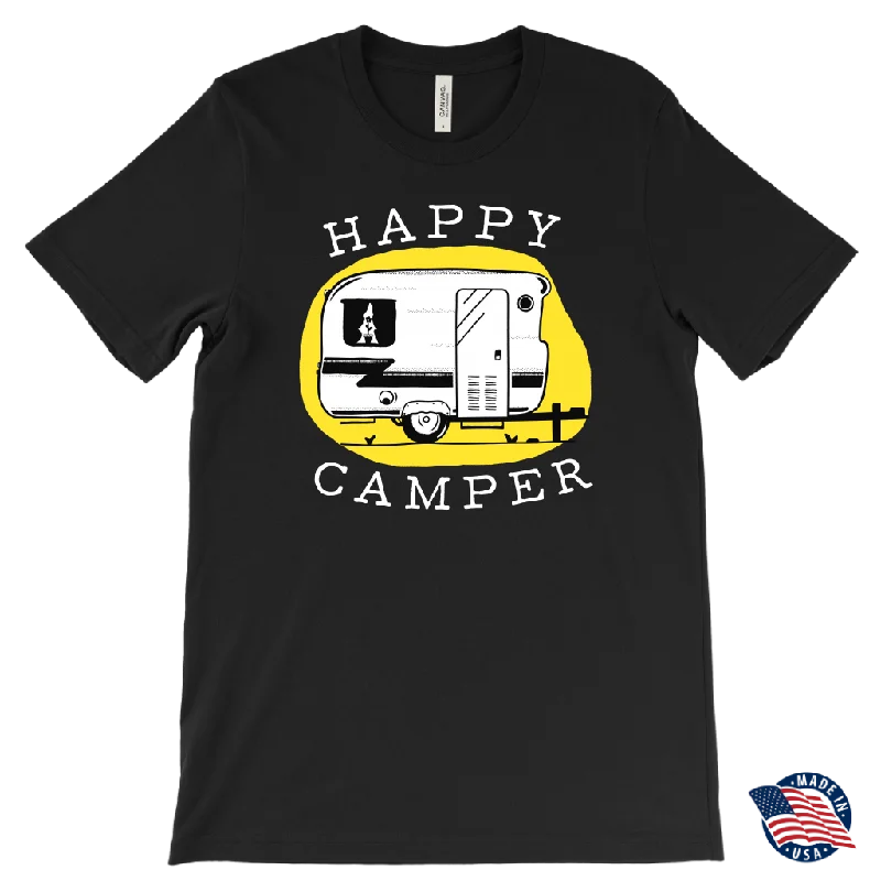 navy blue graphic t-shirts vibrant -HAPPY CAMPER Vintage Trailer Men's T-Shirt