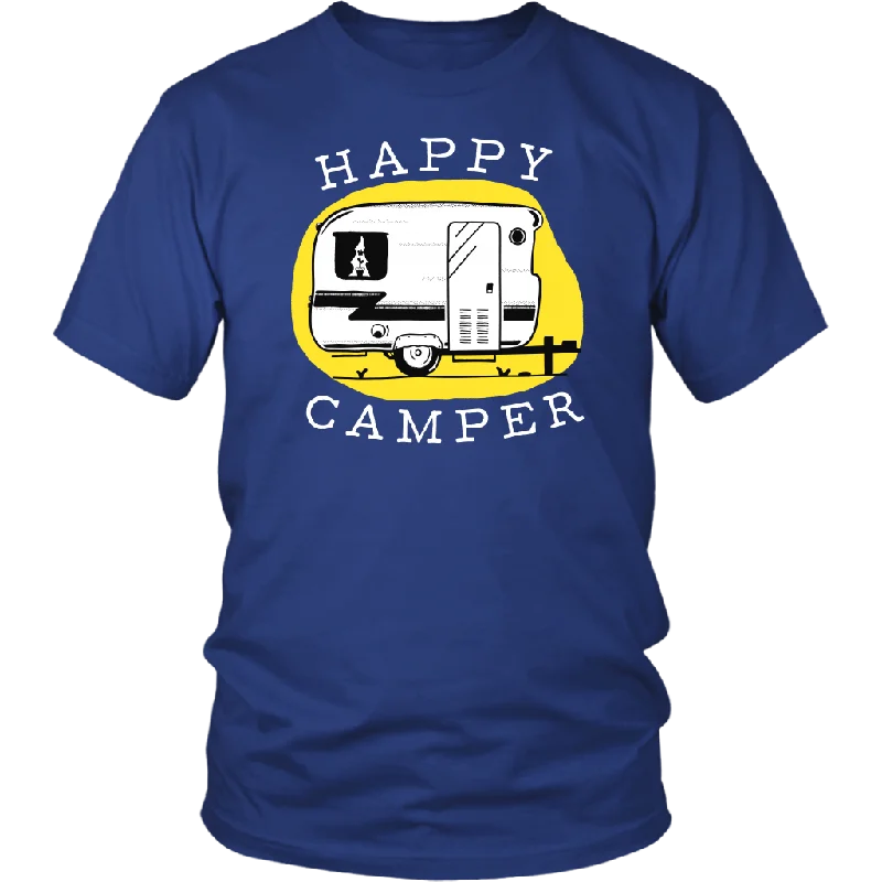 maroon quote t-shirts witty -HAPPY CAMPER Vintage Trailer Unisex T-Shirt