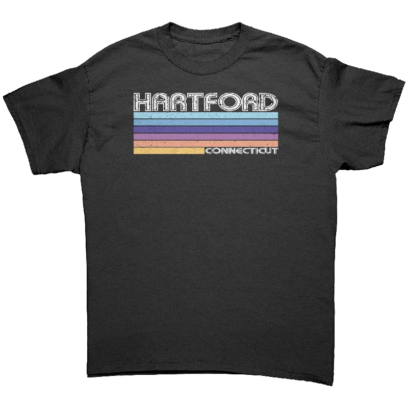 khaki sports logo t-shirts active -HARTFORD, CONNECTICUT Retro 70’s 80’s Look Unisex T-SHIRT