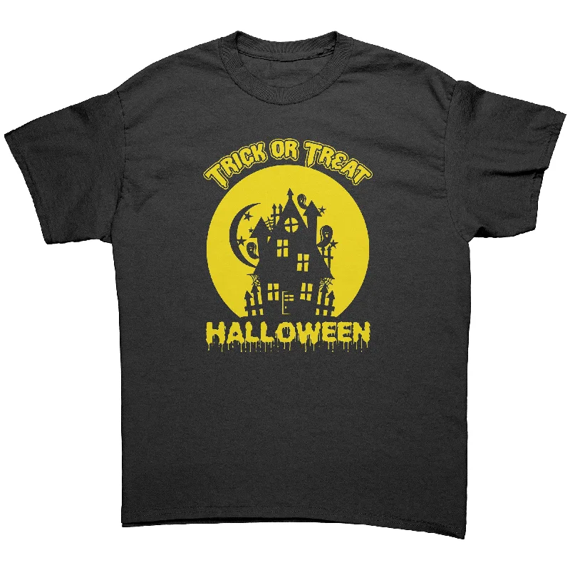 navy blue oversized t-shirts relaxed -Haunted Halloween House Unisex T-Shirt