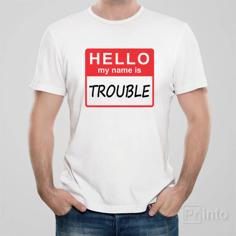 indigo cropped t-shirts chic -HELLO - My name is trouble