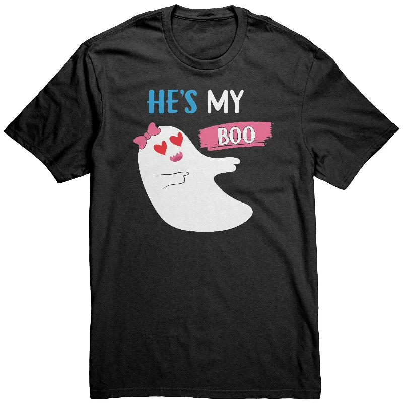 taupe tie-dye t-shirts funky -He's My BOO Ghost Halloween Unisex T-Shirt