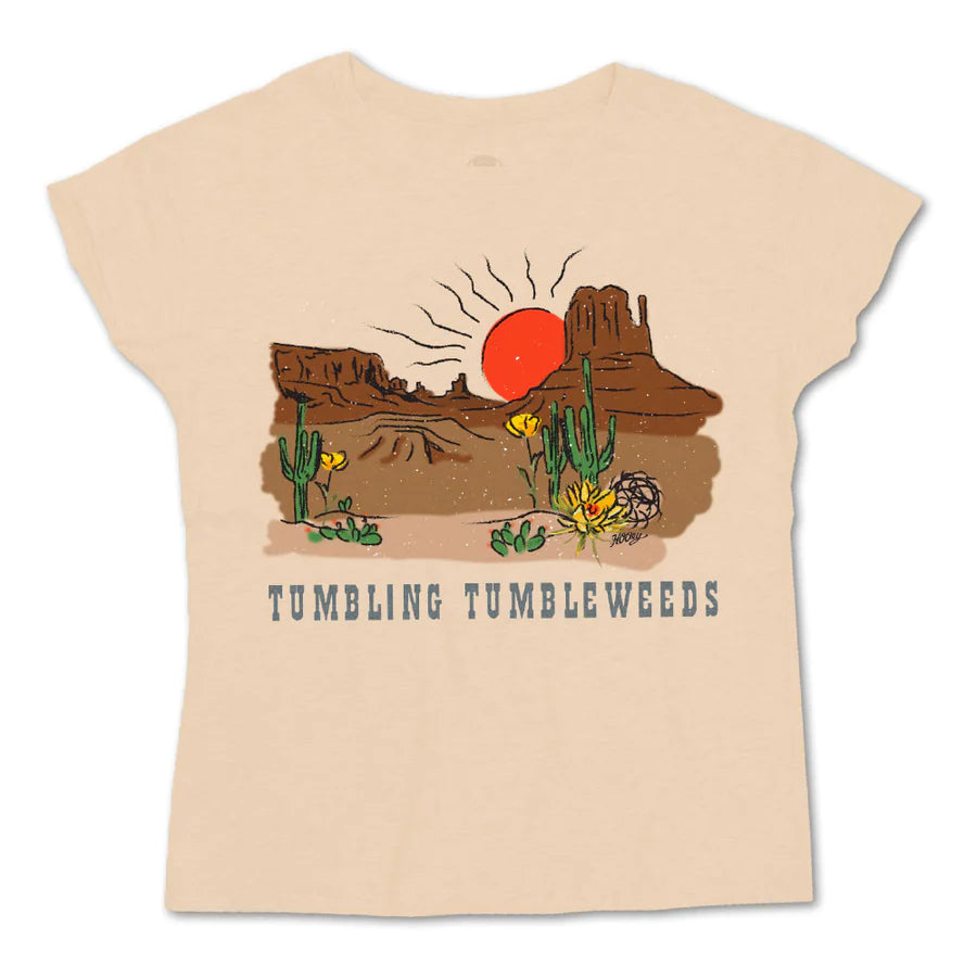 olive workout t-shirts breathable -HOOEY "TUMBLING TUMBLEWEEDS" CREAM TEE