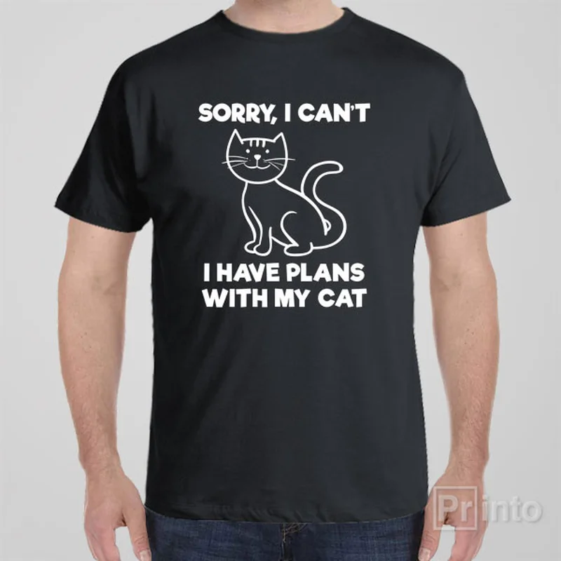 indigo tie-front t-shirts cute -I have plans with my cat - T-shirt