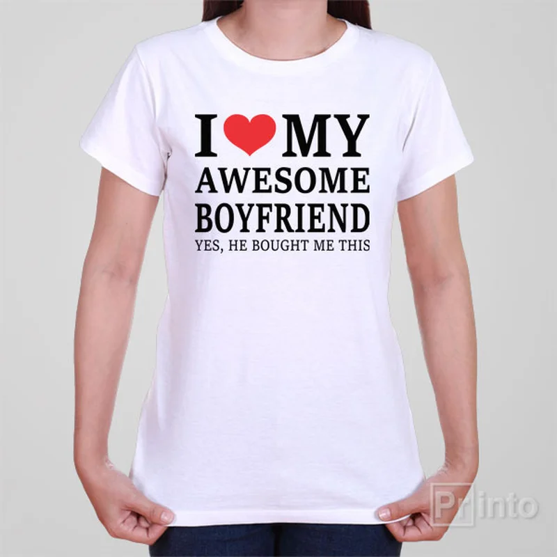 teal cropped t-shirts chic -I love my awesome boyfriend - T-shirt