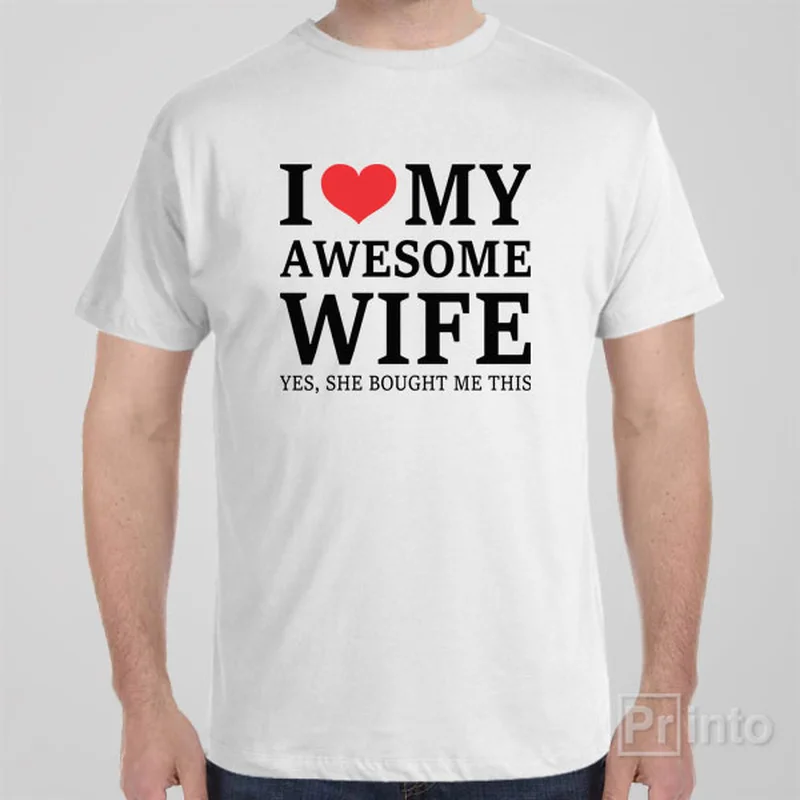 burnt orange muscle fit t-shirts sharp -I love my awesome wife - T-shirt