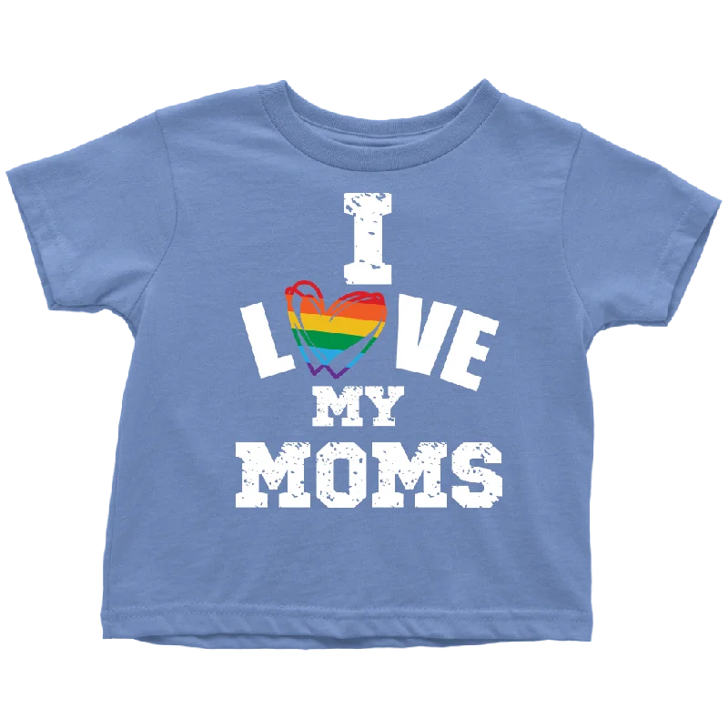 khaki striped t-shirts preppy -I LOVE MY MOMS LGBTQ Pride Toddler T-Shirt