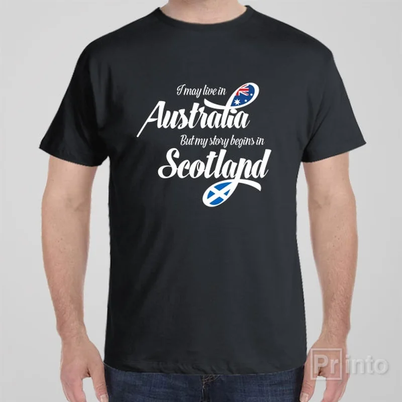 navy blue eco cotton t-shirts green -I may live in Australia but my story begins in Scotland