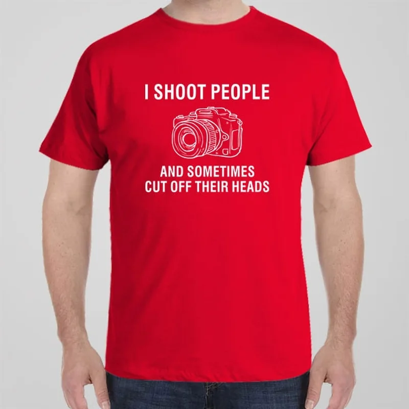 burnt orange slim fit t-shirts sleek -I shoot people - Photographer T-shirt