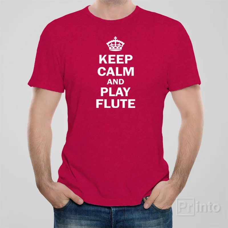 sage green lightweight t-shirts summer -Keep calm and play flute T-shirt