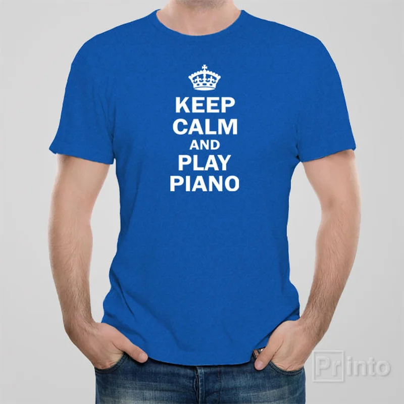 peach lightweight t-shirts summer -Keep calm and play piano - T-shirt