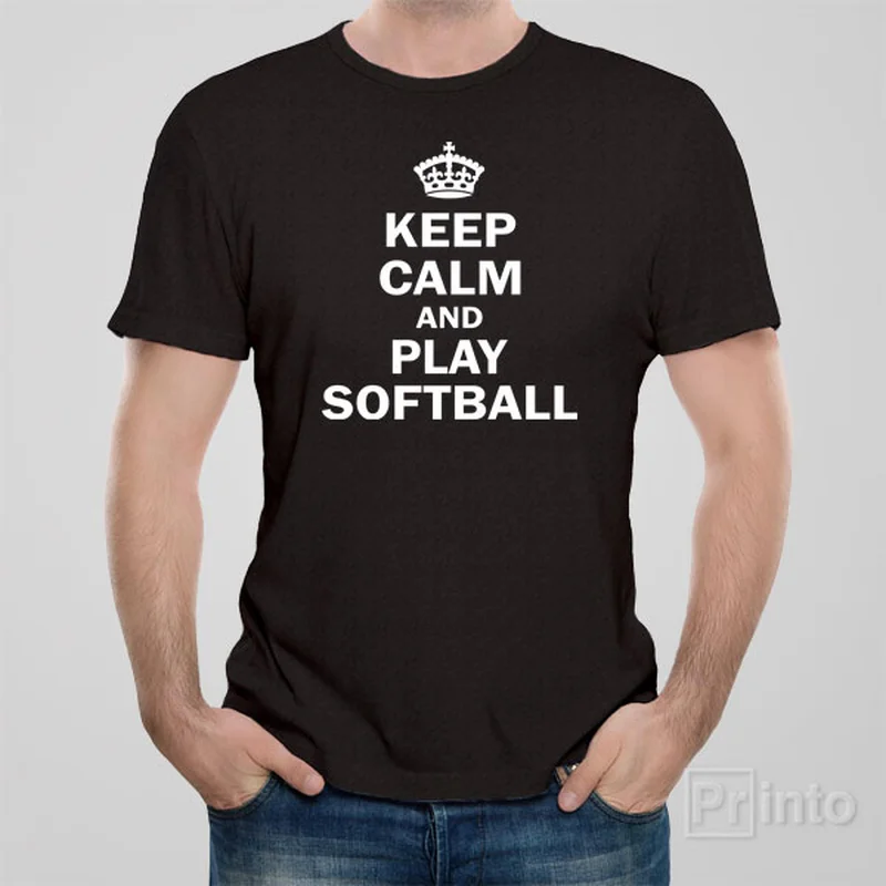 lilac eco cotton t-shirts green -Keep calm and play softball - T-shirt