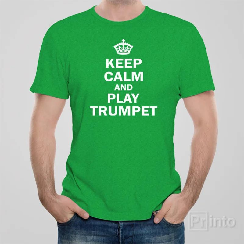 maroon crew neck t-shirts basic -Keep calm and play trumpet - T-shirt