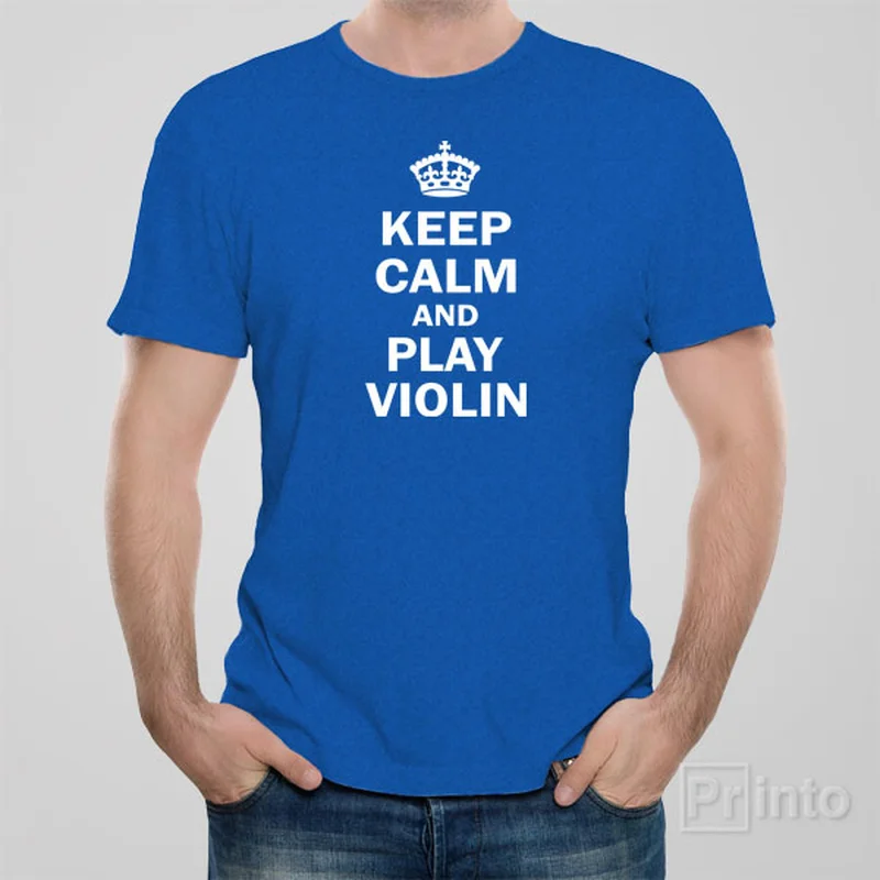 burnt orange longline t-shirts modern -Keep calm and play violin - T-shirt