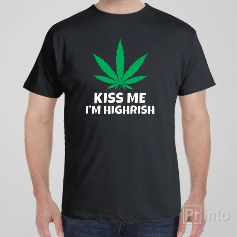 burnt orange retro t-shirts vintage -Kiss me, I'm highrish - T-shirt