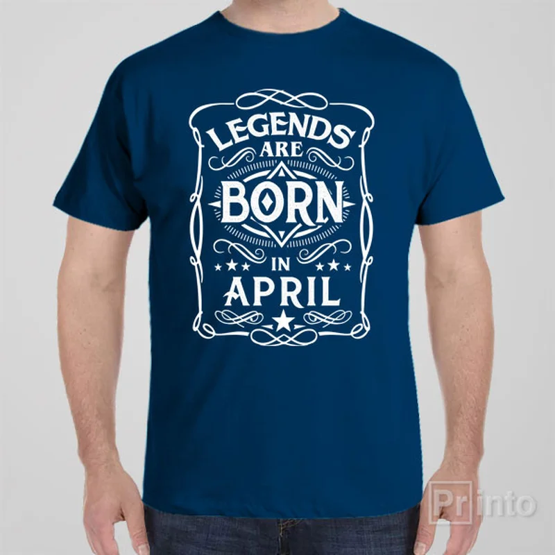 sage green slim fit t-shirts sleek -Legends are born in April - T-shirt