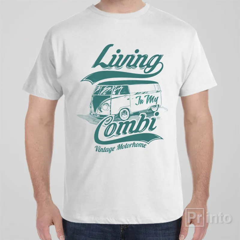 coral eco cotton t-shirts green -Living in my combi - T-shirt