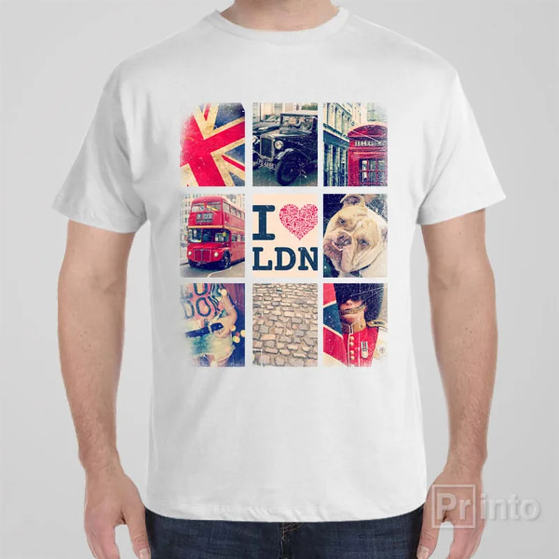 taupe graphic t-shirts trendy -London collage - T-shirt