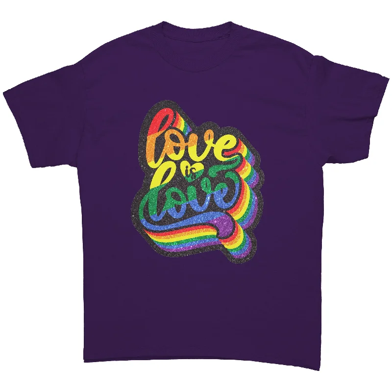 teal tie-front t-shirts cute -LOVE is LOVE Retro 70's Rainbow Unisex T-Shirt