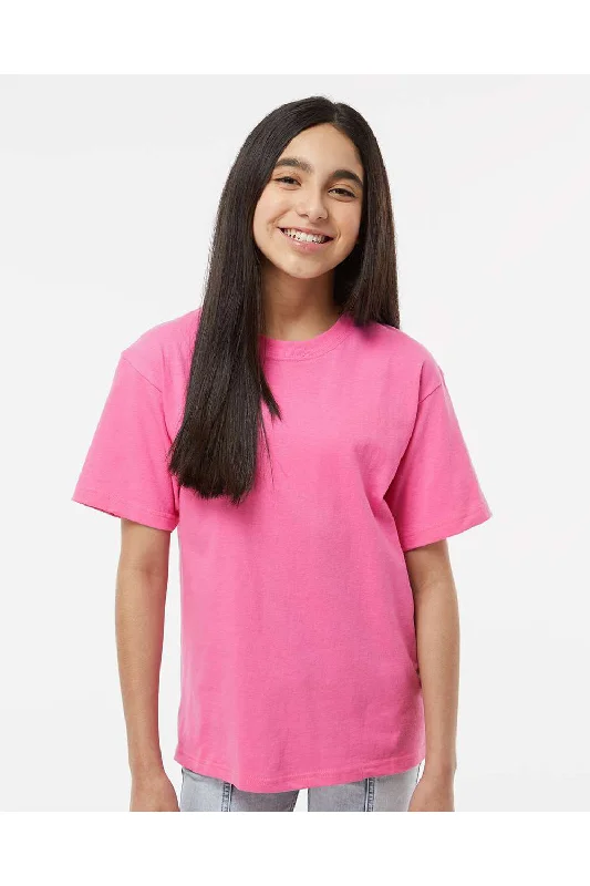 olive cropped t-shirts chic -M&O Youth Gold Soft Touch Short Sleeve Crewneck T-Shirt - Azalea Pink