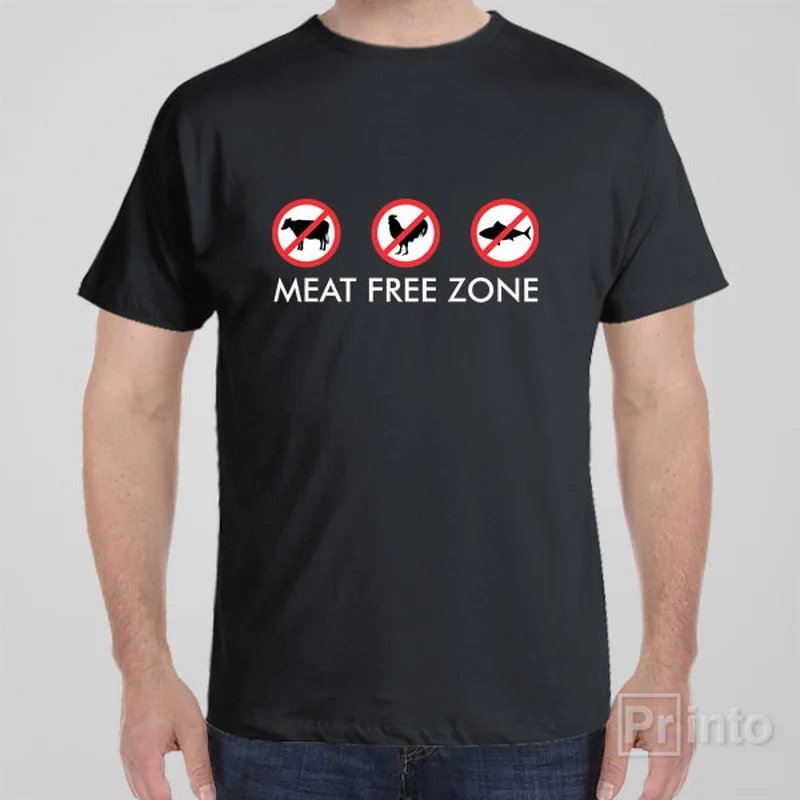 sage green graphic t-shirts trendy -Meat free zone - T-shirt