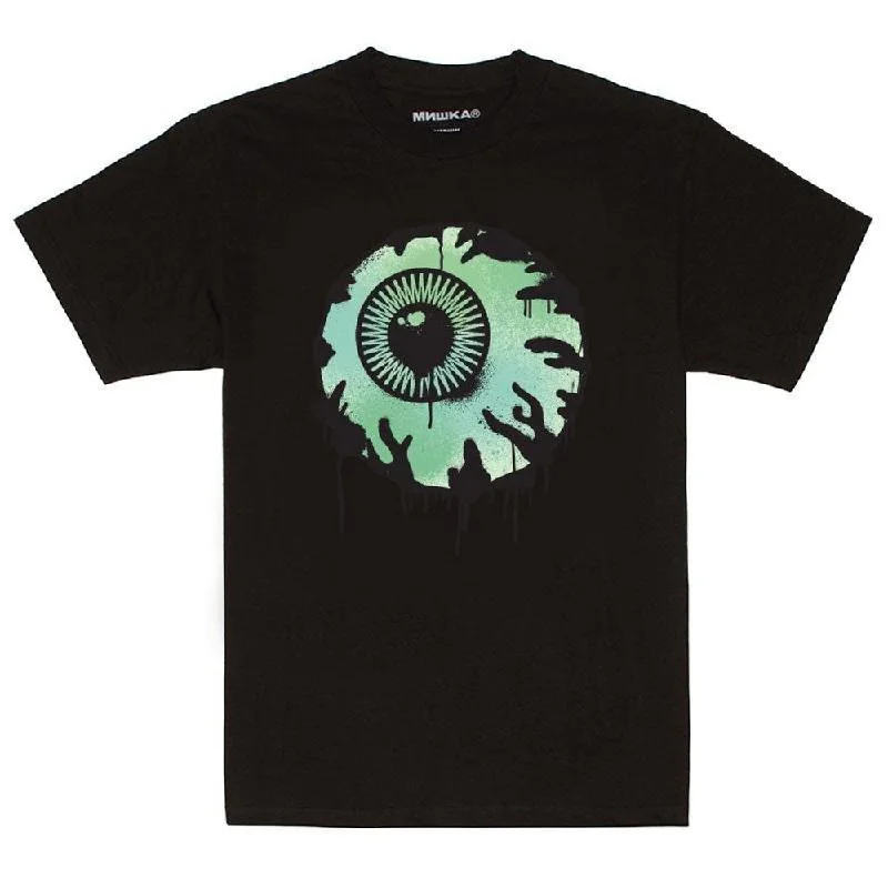 soft beige ribbed t-shirts textured -Mishka Overspray Keep Watch T-Shirt Black