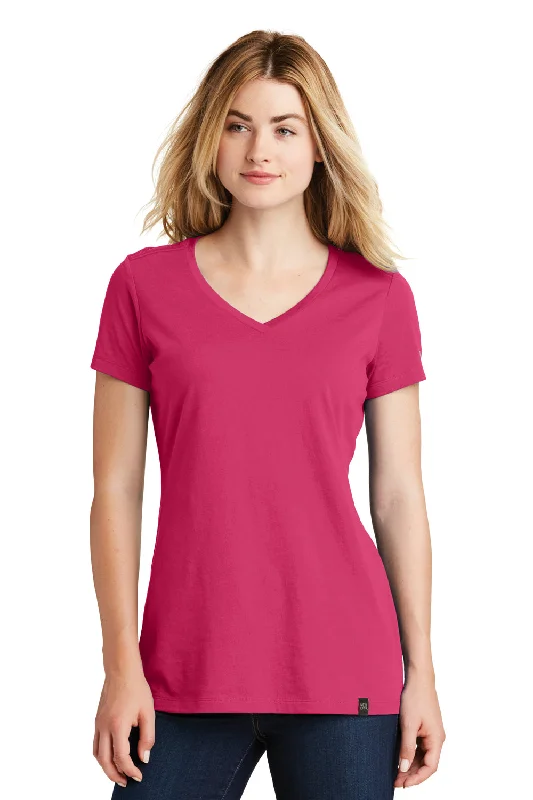 maroon eco cotton t-shirts green -New Era Womens Heritage Short Sleeve V-Neck T-Shirt - Deep Pink