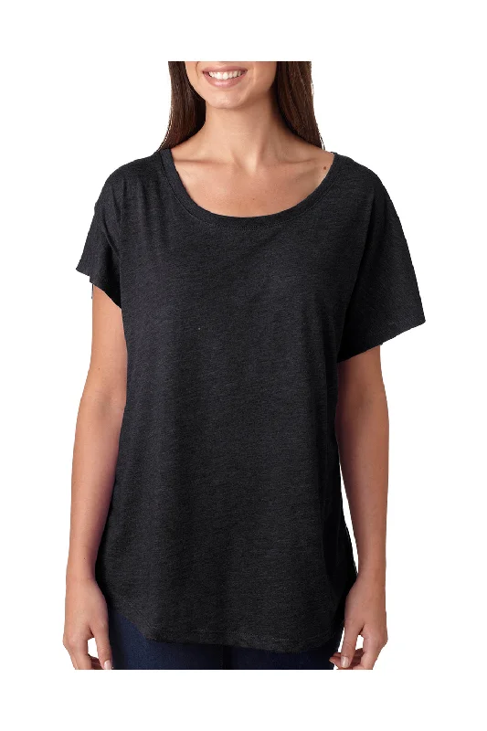 navy blue slim fit t-shirts sleek -Next Level Womens Dolman Jersey Short Sleeve Scoop Neck T-Shirt - Vintage Black