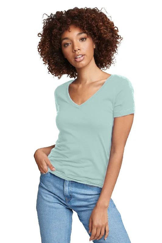 olive cropped t-shirts chic -Next Level Womens Ideal Jersey Short Sleeve V-Neck T-Shirt - Mint Green