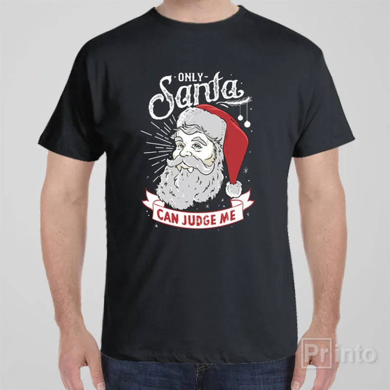 navy blue long sleeve t-shirts cozy -Only Santa can judge me - T-shirt