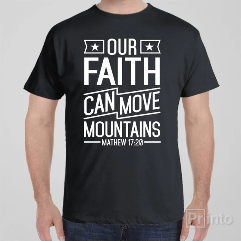 heather grey floral t-shirts boho -Our faith can move mountains - T-shirt