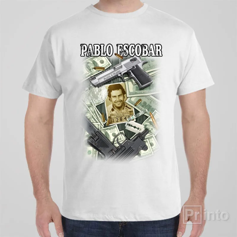 peach henley t-shirts smart -Pablo Escobar collage - T-shirt