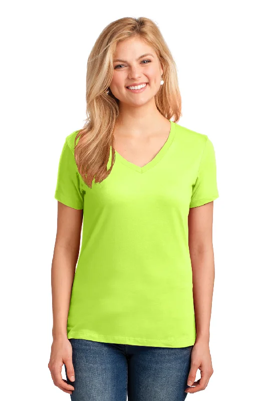 olive slim fit t-shirts sharp -Port & Company Womens Core Short Sleeve V-Neck T-Shirt - Neon Yellow - Closeout