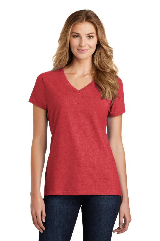 khaki long sleeve t-shirts cozy -Port & Company Womens Fan Favorite Short Sleeve V-Neck T-Shirt - Heather Team Cardinal Red