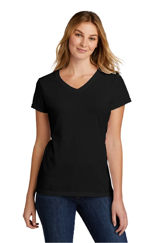 taupe henley t-shirts smart -Port & Company Womens Short Sleeve V-Neck T-Shirt - Black