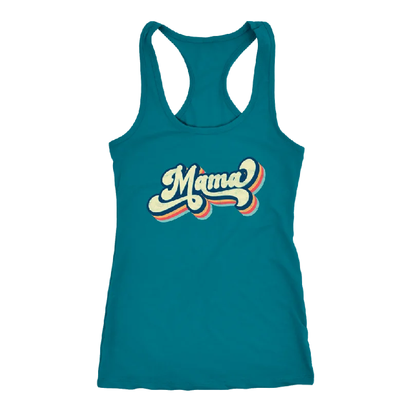 peach graphic t-shirts vibrant -Retro 70's MAMA Women's Racerback Tank