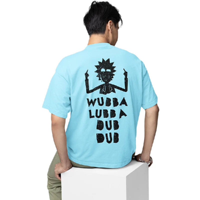 heather grey festival t-shirts stylish -Rick and Morty Oversized T shirt - Wubba Lubba Dub Dub