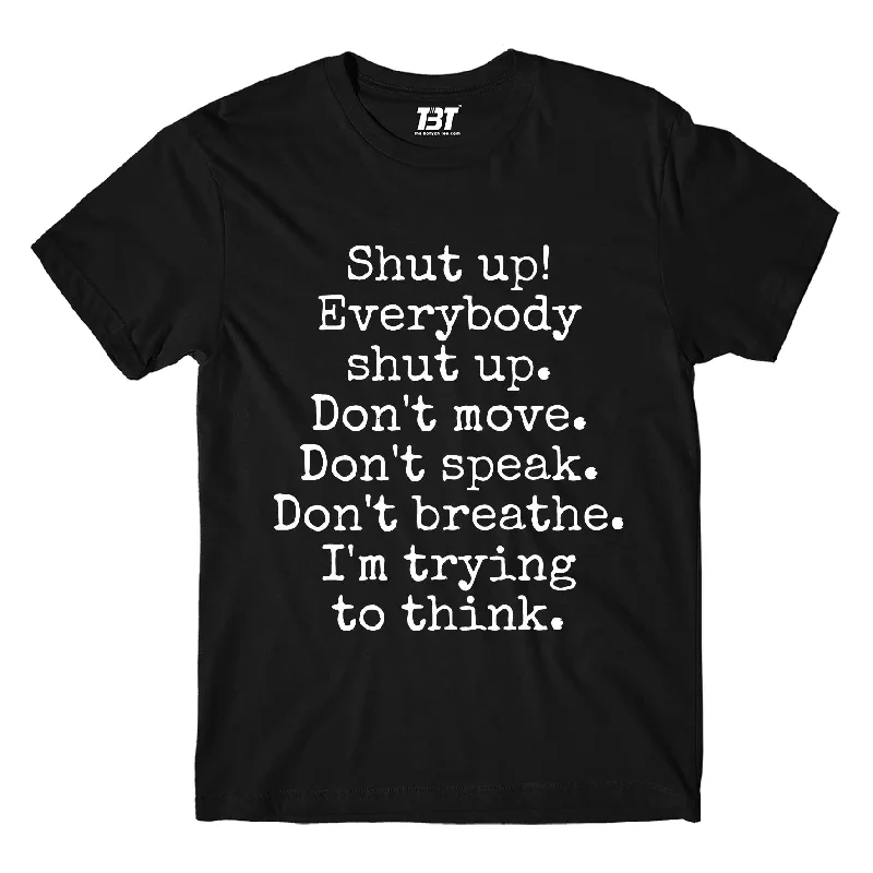 khaki crew neck t-shirts basic -Sherlock T shirt - Shut Up