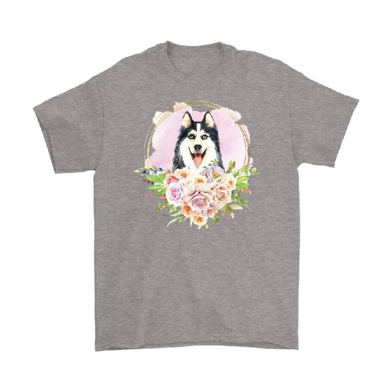 soft beige crew neck t-shirts basic -SIBERIAN HUSKY Unisex T-Shirt, Love Huskies