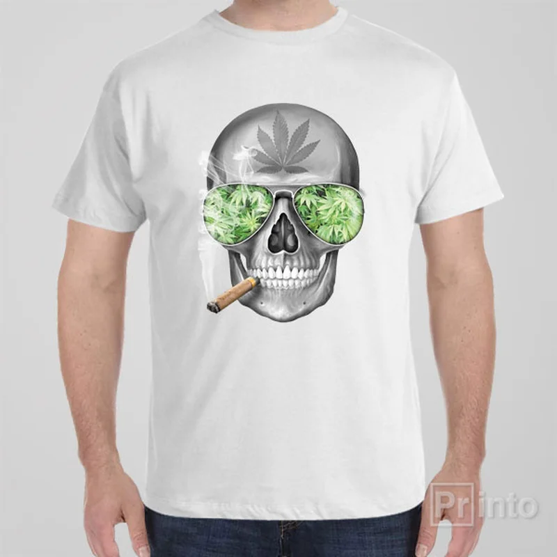 coral oversized t-shirts relaxed -Smoking Skull - T-shirt