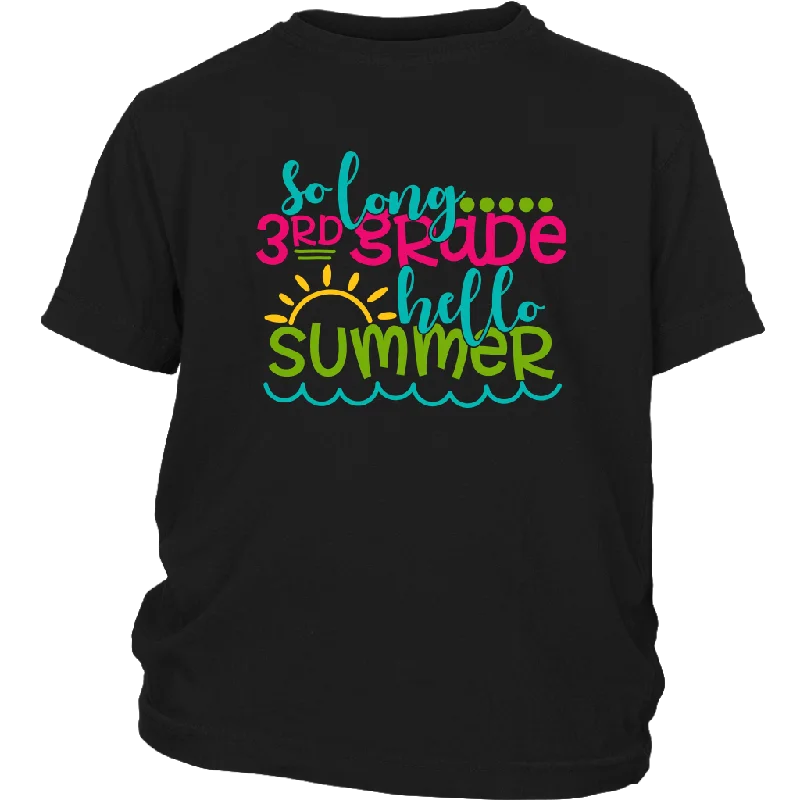 heather grey muscle fit t-shirts sleek -So Long Third Grade, Hello Summer Kids / Youth T-Shirt, 3rd Grade