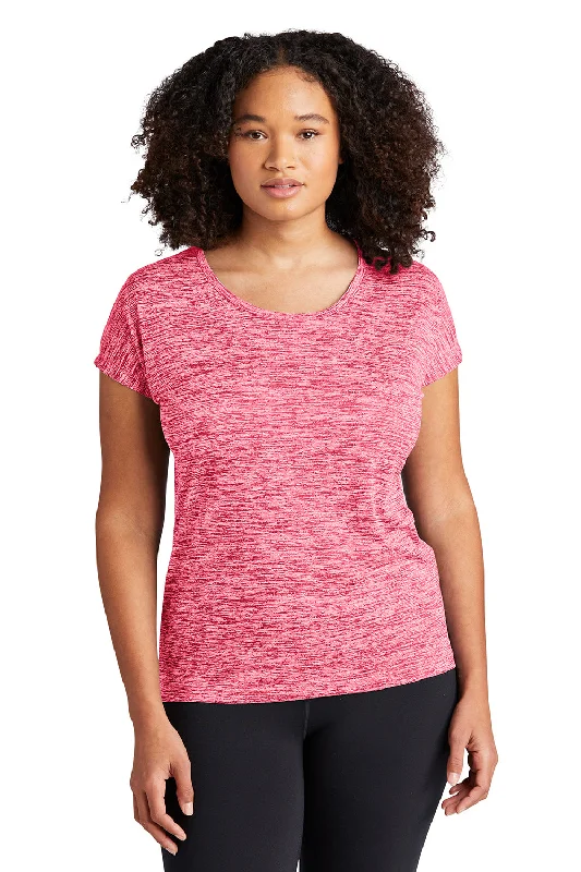 olive cropped t-shirts chic -Sport-Tek Womens Electric Heather Moisture Wicking Short Sleeve Crewneck T-Shirt - Power Pink Electric