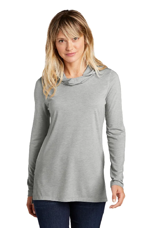 olive slim fit t-shirts sleek -Sport-Tek Womens Moisture Wicking Cowl Neck Long Sleeve T-Shirt - Heather Light Grey