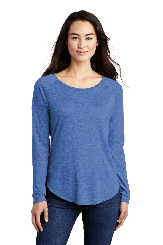 olive henley t-shirts smart -Sport-Tek Womens Moisture Wicking Long Sleeve Scoop Neck T-Shirt - Heather True Royal Blue