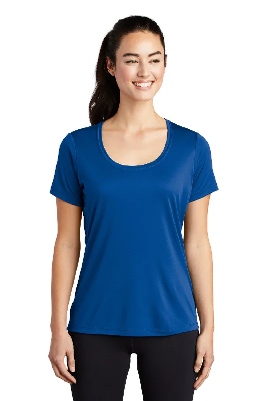 taupe cropped t-shirts chic -Sport-Tek Womens Moisture Wicking Short Sleeve Scoop Neck T-Shirt - True Royal Blue