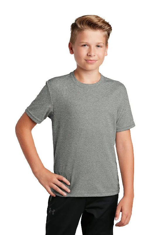 olive graphic t-shirts vibrant -Sport-Tek Youth RacerMesh Moisture Wicking Short Sleeve Crewneck T-Shirt - Heather Grey