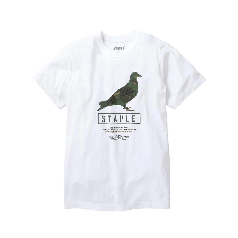 burnt orange retro t-shirts vintage -Staple Pigeon Wire Camo Pigeon T-Shirt White